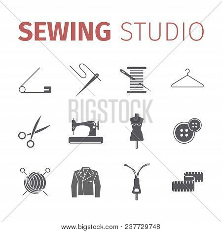 Needlework And Flat Icons. Sewing. Sign For Web Graphics.