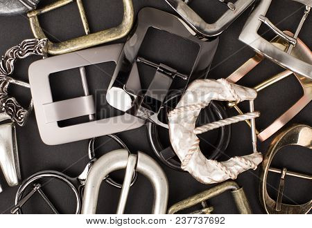 Buckle Belt -  Accessory Fashion. A Set Of Metal Belt Buckles.