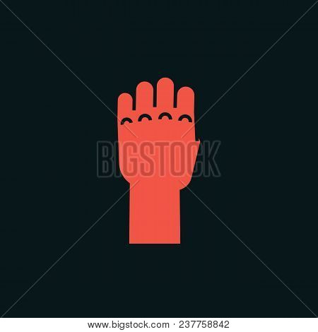 Gesture. Power Sign. Stylized Hand With All Fingers Clenched. Vector Illustration On Dark Background
