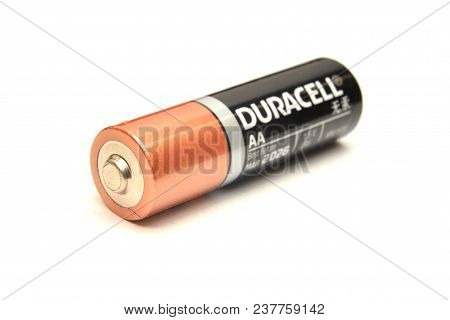 Timisoara, Romania - April 25:  Duracell Battery Isolated On A White Background. Shot Taken In Timis