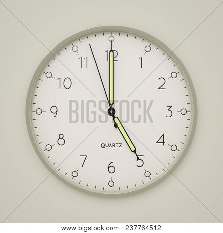 3d illustration of a clock shows 5 o'clock