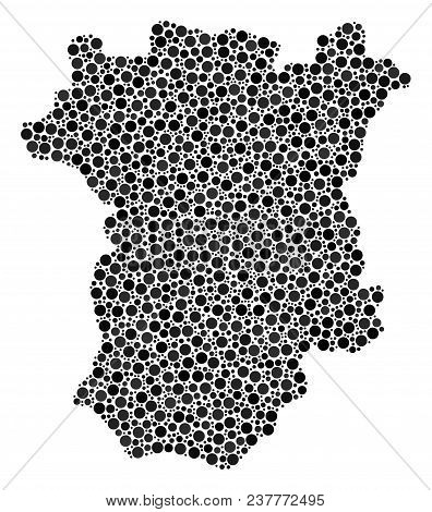 Chechnya Map Mosaic Of Filled Circles In Various Sizes. Randomized Dots Are Combined Into Chechnya M