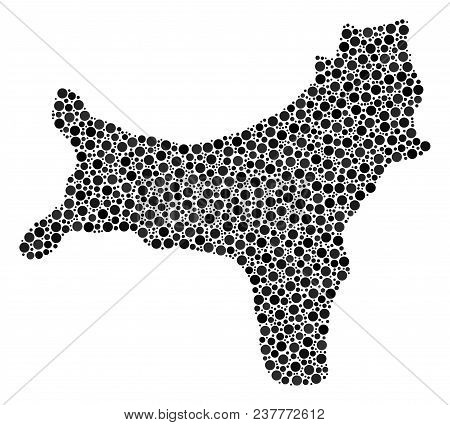 Christmas Island Map Mosaic Of Circle Elements In Different Sizes. Random Round Blots Are Composed I