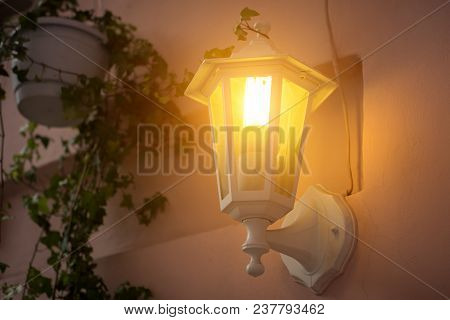 Antique White Garden Lights With Solar Battery.
