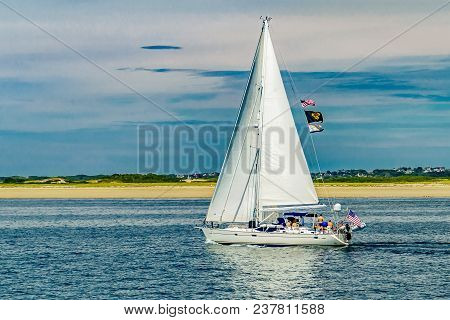 Yacht And Beautiful Landscape Of Ocean Beach Cape Cod Massachusetts Us