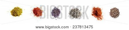 Set Of Different Spices. Isolated On White Background. Close-up