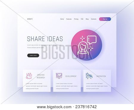 Share Ideas, Creative Research, Development, Inspiration Landing Page Template. Template For Website