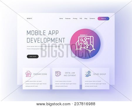 Mobile App Development, Program Coding, Digital Law And Copyright, Secure Backup Landing Page Templa