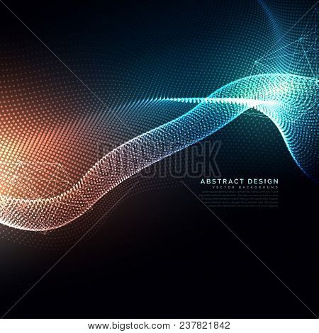 Abstract Digital Particles Flowing Background In Technology And Cyber Style