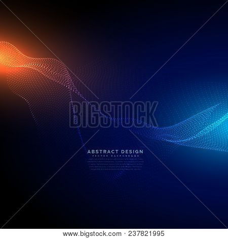 Digital Particles Flow On Blue Technology Background
