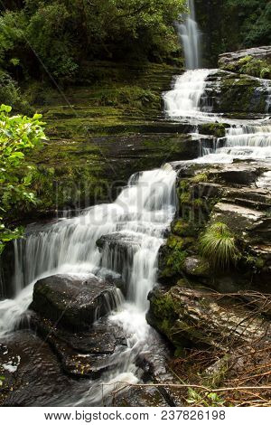 The McLean Falls on the Tautuku River in Catlins Forest Park