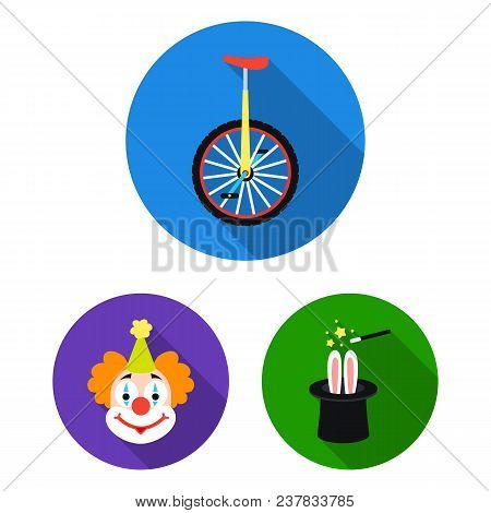 Circus And Attributes Flat Icons In Set Collection For Design. Circus Art Vector Symbol Stock  Illus