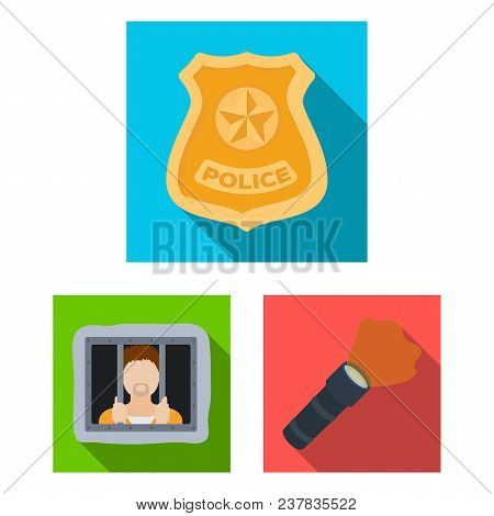 Police, Department Flat Icons In Set Collection For Design.detective And Accessories Vector Symbol S