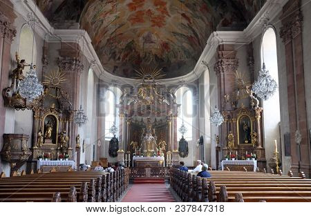ASCAFFENBURG, GERMANY - JULY 07: Our Lady church in Aschaffenburg, Germany on July 07, 2017.