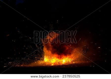 Fire And Smoke After The Fire Crackers Got Fire