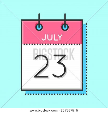 Vector Calendar Icon. Flat And Thin Line Vector Illustration. Calendar Sheet On Light Blue Backgroun