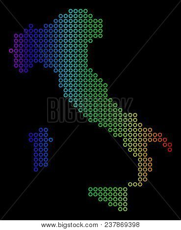 Bright Spectral Italy Map. Vector Geographic Map In Bright Spectral Colors With Horizontal Gradient 