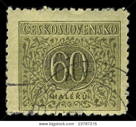 Tschechoslowakei-ca. 1954:A Briefmarke gedruckt in der Tschechoslowakei zeigt Bild der numerische Bezeichnung 60