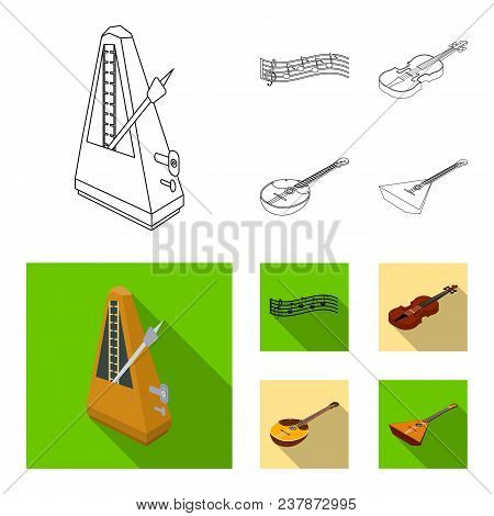 Musical Instrument Outline, Flat Icons In Set Collection For Design. String And Wind Instrument Isom