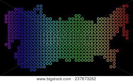 Colored Spectrum Ussr Map. Vector Geographic Map In Bright Rainbow Colors With Horizontal Gradient O