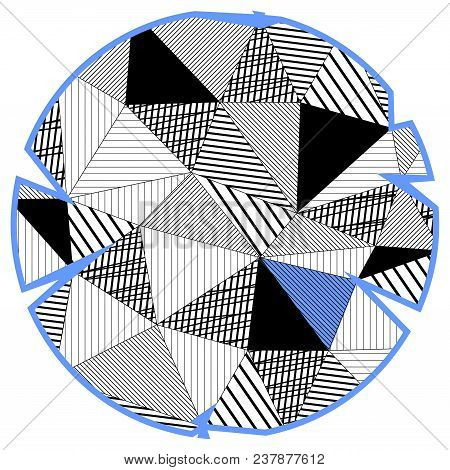 Circle In Low Poly Style With Blue
