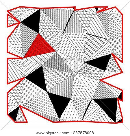 Square In Low Poly Style With Red