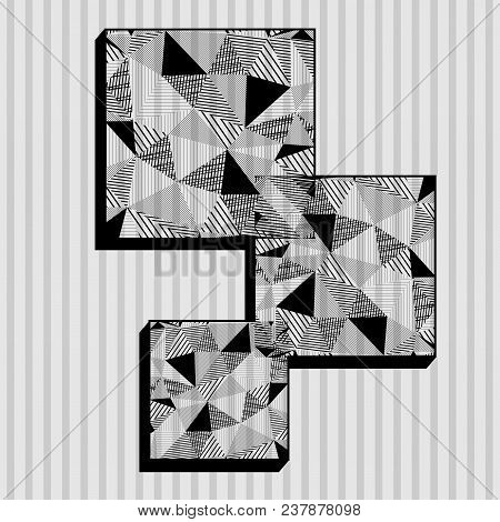 Squares In Low Poly Style Black And White