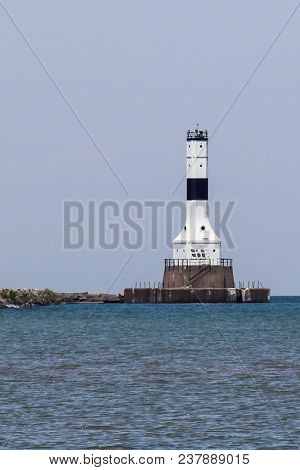 The Conneaut West Breakwater Lighthouse On Lake Erie, Ohio.