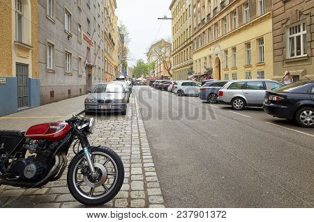 Vienna, Austria - 15 April 2018: Cars Parked On The Streets Of The City.