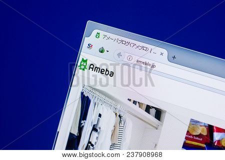 Ryazan, Russia - April 16, 2018 - Homepage Of Ameblo Website On The Display Of Pc, Url - Ameblo.jp
