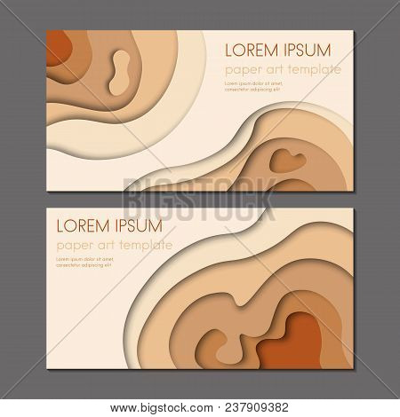 Modern Abstract Design. Set Of Paper Cut Style Business Cards. Vector Illustration.