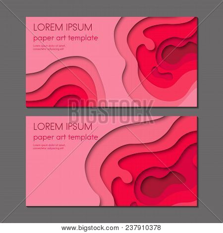 Modern Abstract Design. Set Of Paper Cut Style Business Cards. Vector Illustration.
