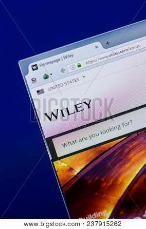 Ryazan, Russia - April 16, 2018 - Homepage Of Wiley Website On The Display Of Pc, Url - Wiley.com.