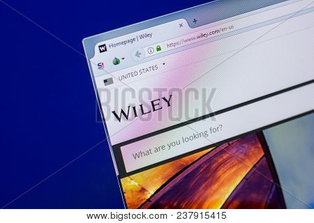 Ryazan, Russia - April 16, 2018 - Homepage Of Wiley Website On The Display Of Pc, Url - Wiley.com.