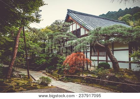 Jojakko-ji Shrine Temple In Arashiyama Bamboo Forest, Kyoto, Japan