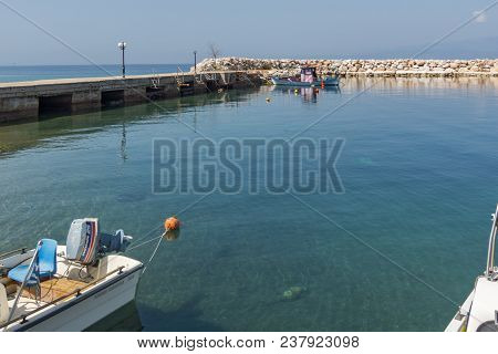 Thassos, Greece - April 5, 2016: Port Of Skala Sotiros, Thassos Island, East Macedonia And Thrace, G