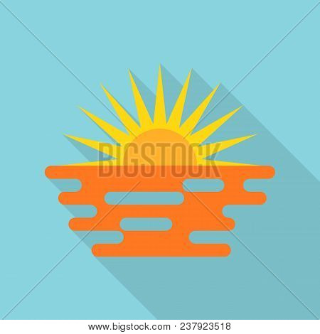 Sun And Sea Icon. Flat Illustration Of Sun And Sea Vector Icon For Web