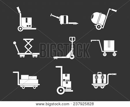 Wharehouse Cart Icon Set Vector White Isolated On Grey Background