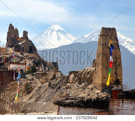 Jhong Village, One Of The Best Villages In Round Annapurna Circuit Trekking Trail Route, Nepal Himal