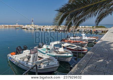 Thassos, Greece - April 5, 2016: Port Of Skala Sotiros, Thassos Island, East Macedonia And Thrace, G