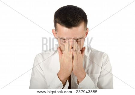 Young Handsome Guy Falls Ill. Cold. Young Handsome Guy Falls Ill. Headache And Poor Health.