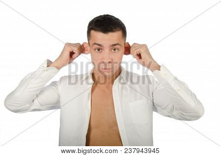 Young Handsome Guy Is Fooling Around. Emotional And Funny. Gesture Monkey