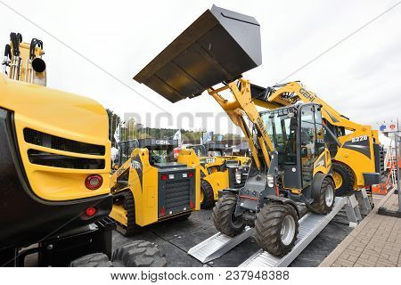 Vilnius, Lithuania - April 25: Gehl Excavator And Logo On April 25, 2018 In Vilnius Lithuania. Gehl 