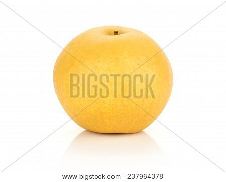 Chinese Golden Pear Nashi Variety Isolated On White Background One Whole Round