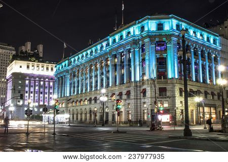 Sao Paulo, Sp, Brazil, June 08, 2017. Night View Of The Mackenzie Building, Headquarters Of The Ligh