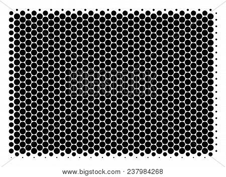 Halftone Round Spot Filled Rectange Icon. Pictogram On A White Background. Vector Mosaic Of Filled R