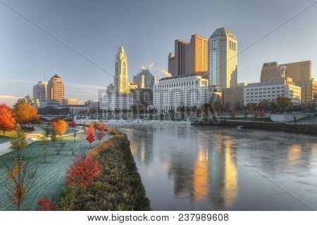 The Columbus, Ohio Skyline On A Clear Fall Day