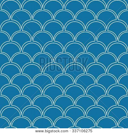 Light Blue Fish Scale Seamless Vector Pattern
