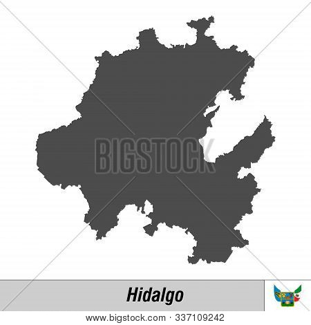 High Quality Map With Flag State Of Mexico - Hidalgo