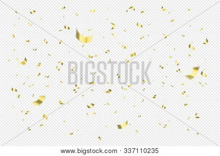 Golden 3d Sparcles Confetti Isolated On White Background. Realistic Festive Style. Vector Illustrati
